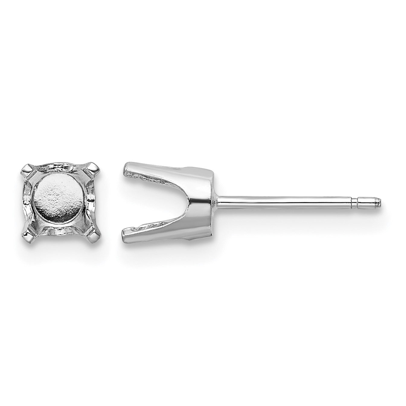 14k White Gold 5mm Round Stud Earring Mounting w/backs