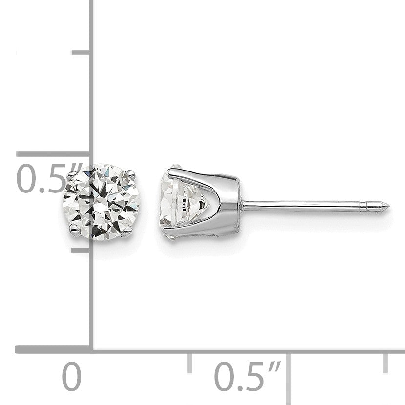 14k White Gold 5mm Round CZ Stud Earrings