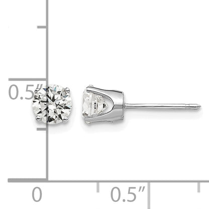 14k White Gold 5mm Round CZ Stud Earrings