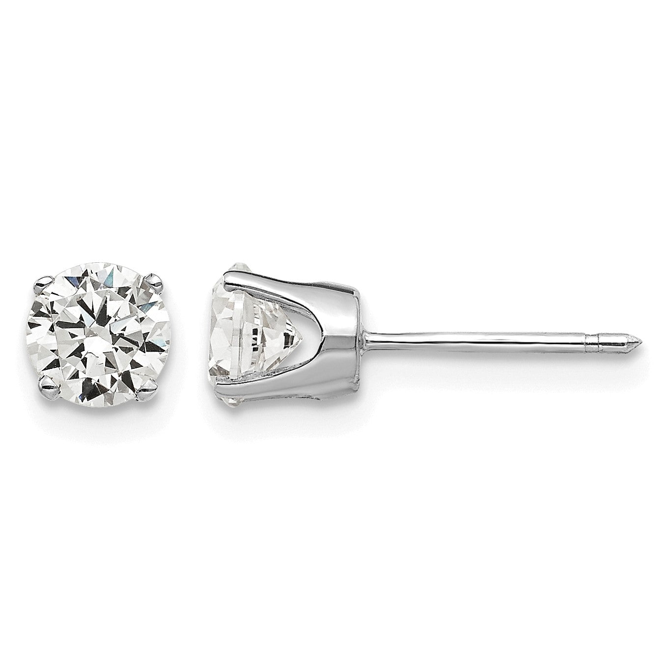 14k White Gold 5mm Round CZ Stud Earrings