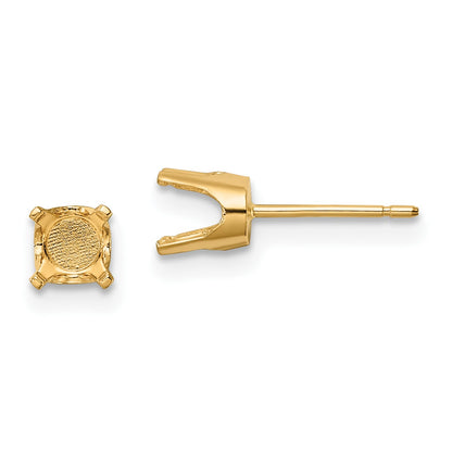 14k 5.5mm Round Stud Earring Mounting w/backs