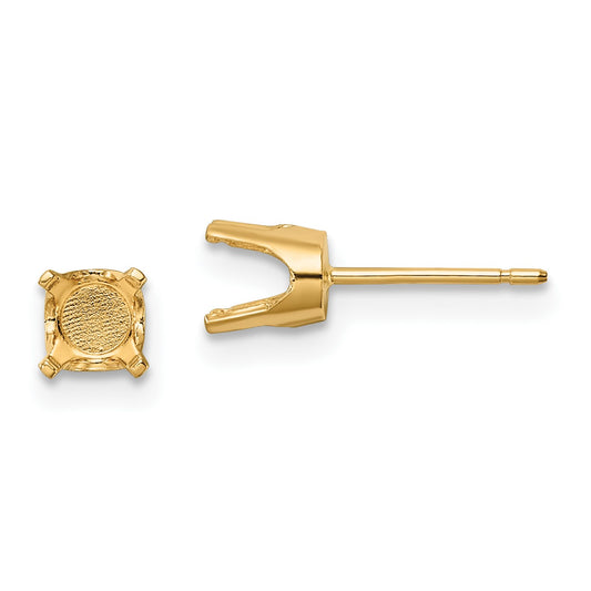 14k 5.5mm Round Stud Earring Mounting w/backs