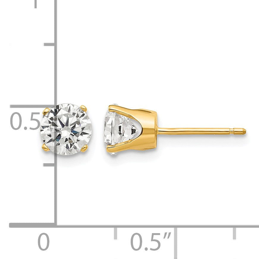 14k 5.5mm Round CZ Stud Earrings
