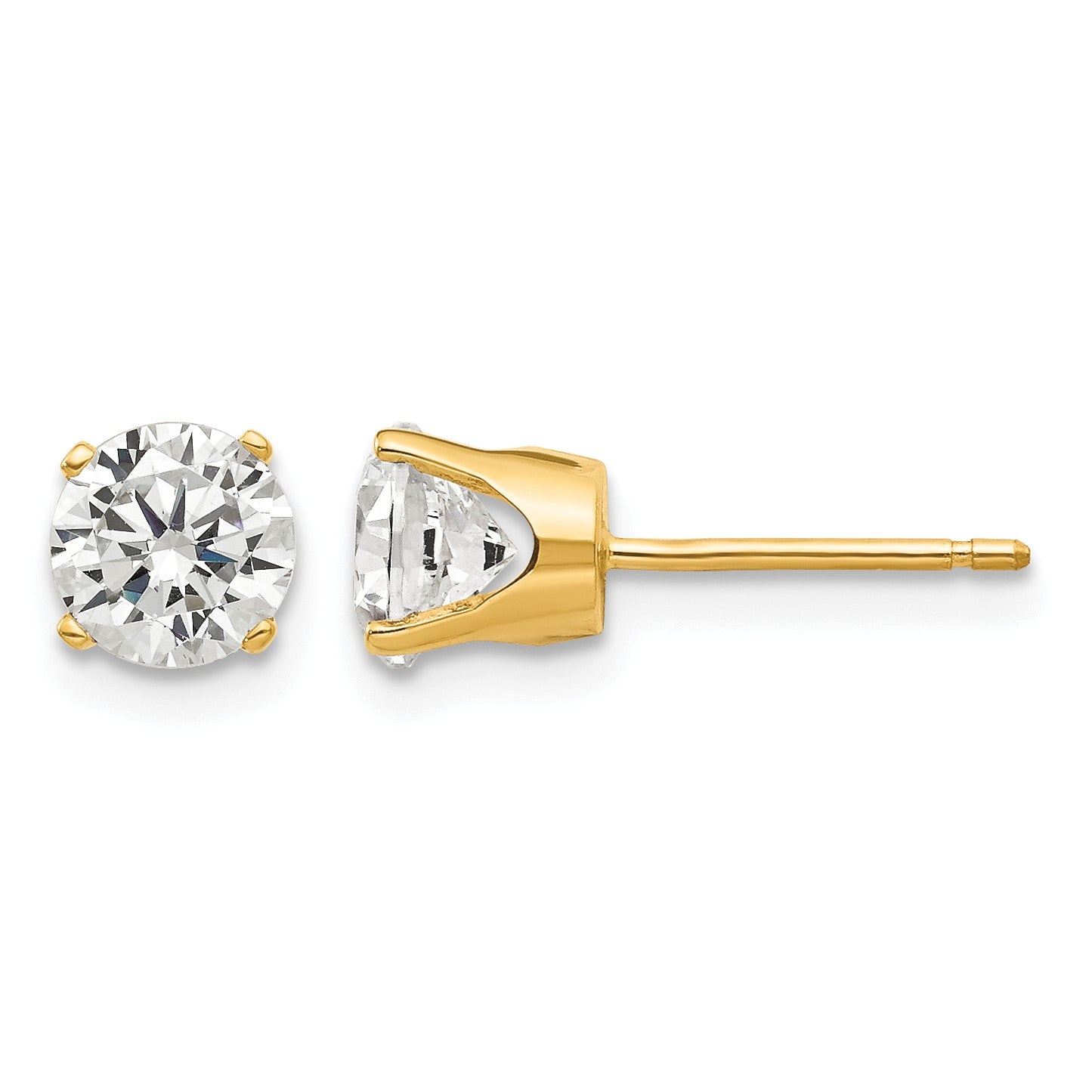 14k 5.5mm Round CZ Stud Earrings