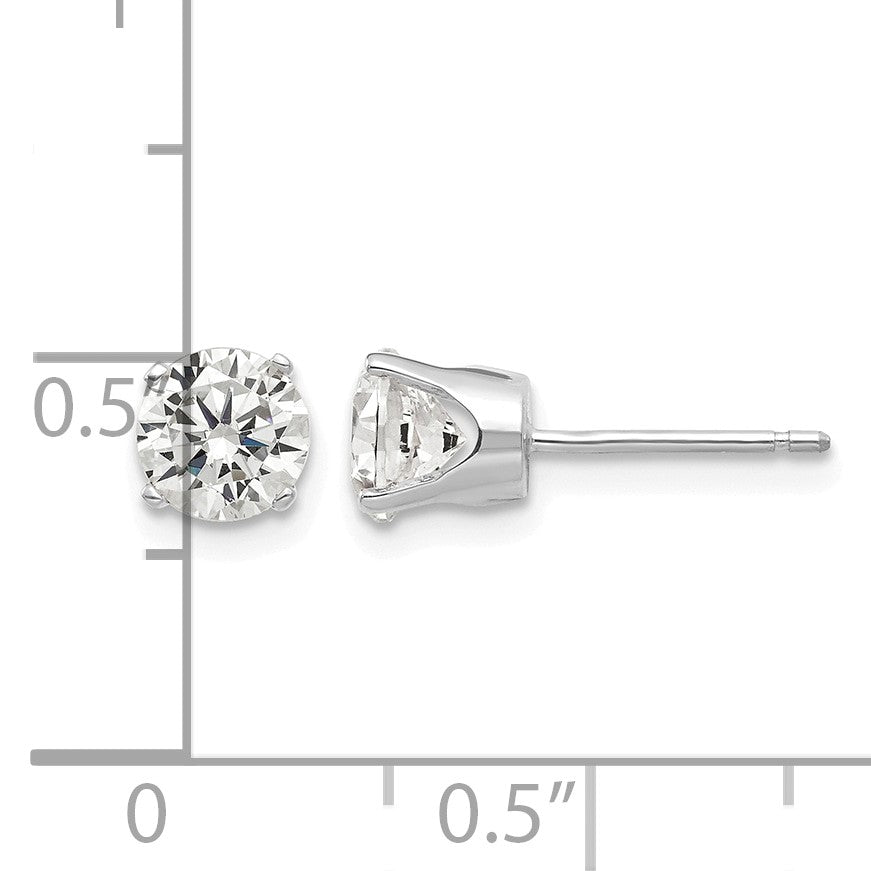 14k White Gold 5.5mm Round CZ Stud Earrings