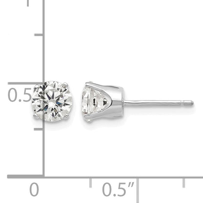 14k White Gold 5.5mm Round CZ Stud Earrings