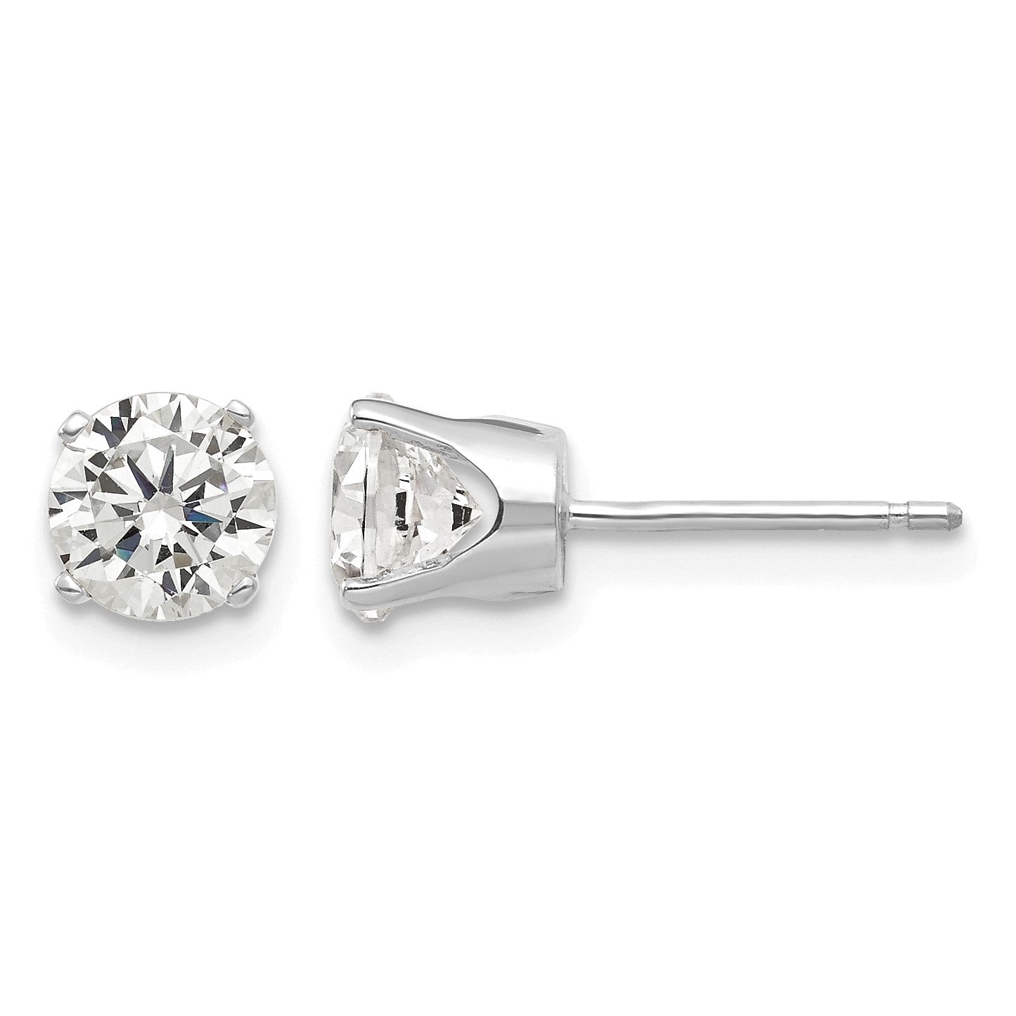 14k White Gold 5.5mm Round CZ Stud Earrings