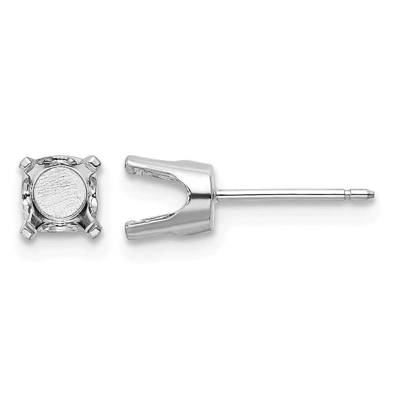 14k White Gold 5.5mm Round Stud Earring Mounting w/backs