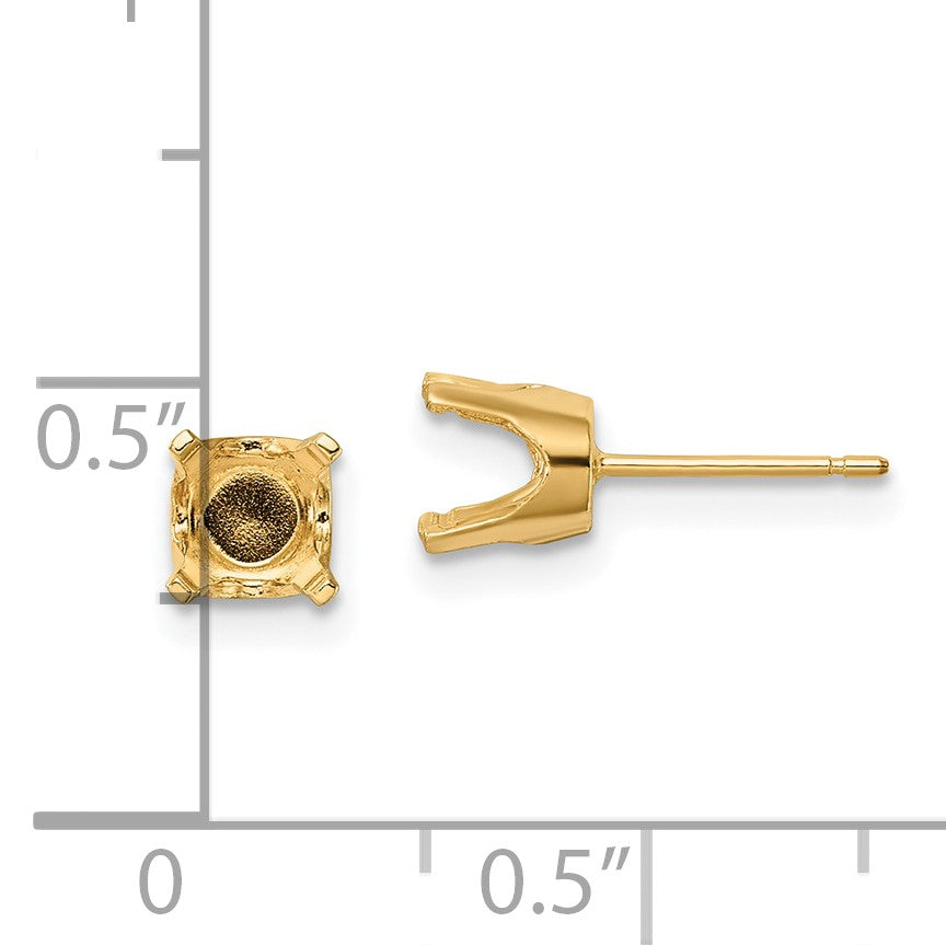 14k 5.75mm Round Stud Earring Mounting w/backs