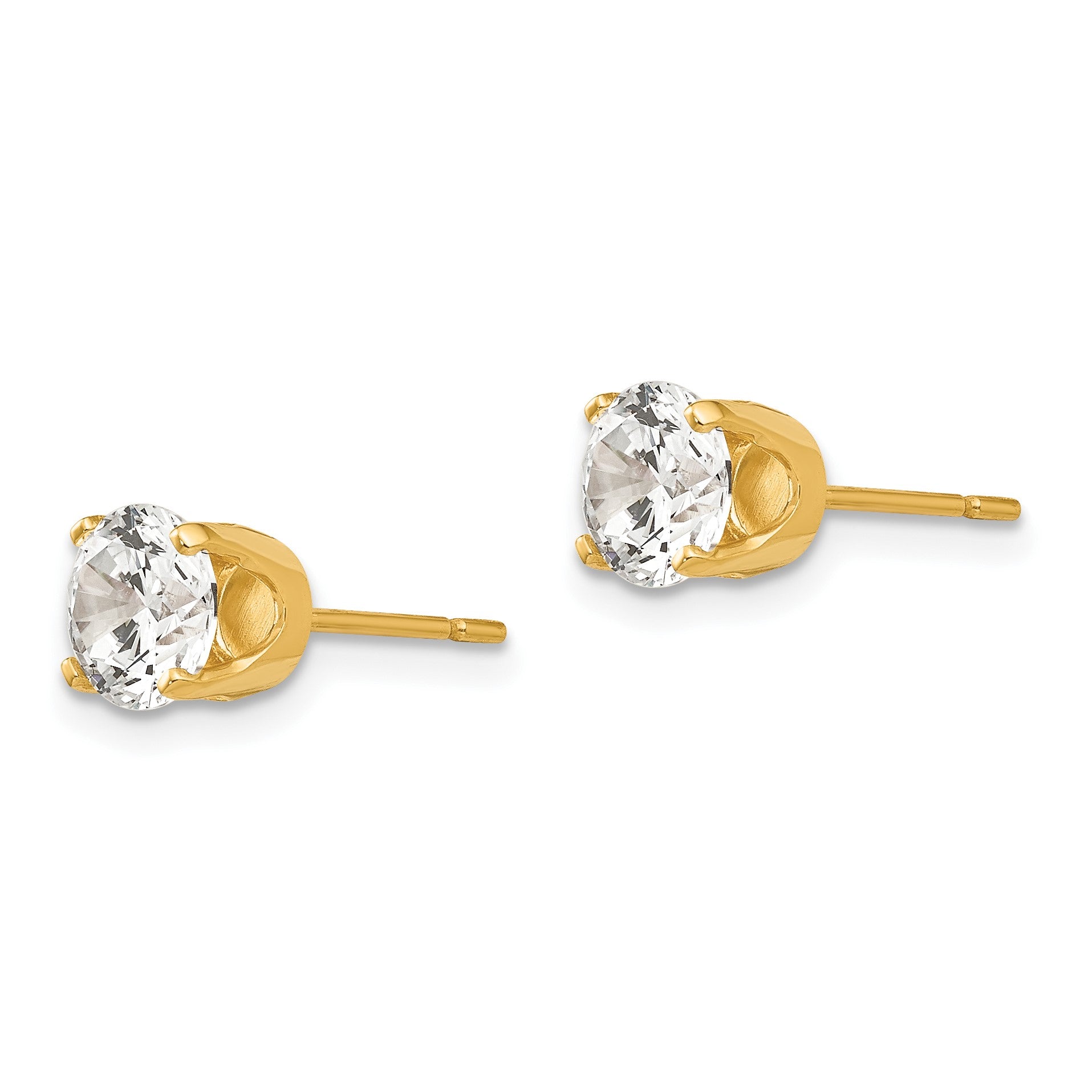 14k 5.75mm Round CZ Stud Earrings