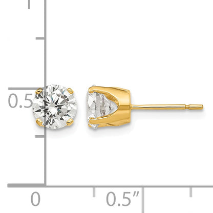14k 5.75mm Round CZ Stud Earrings