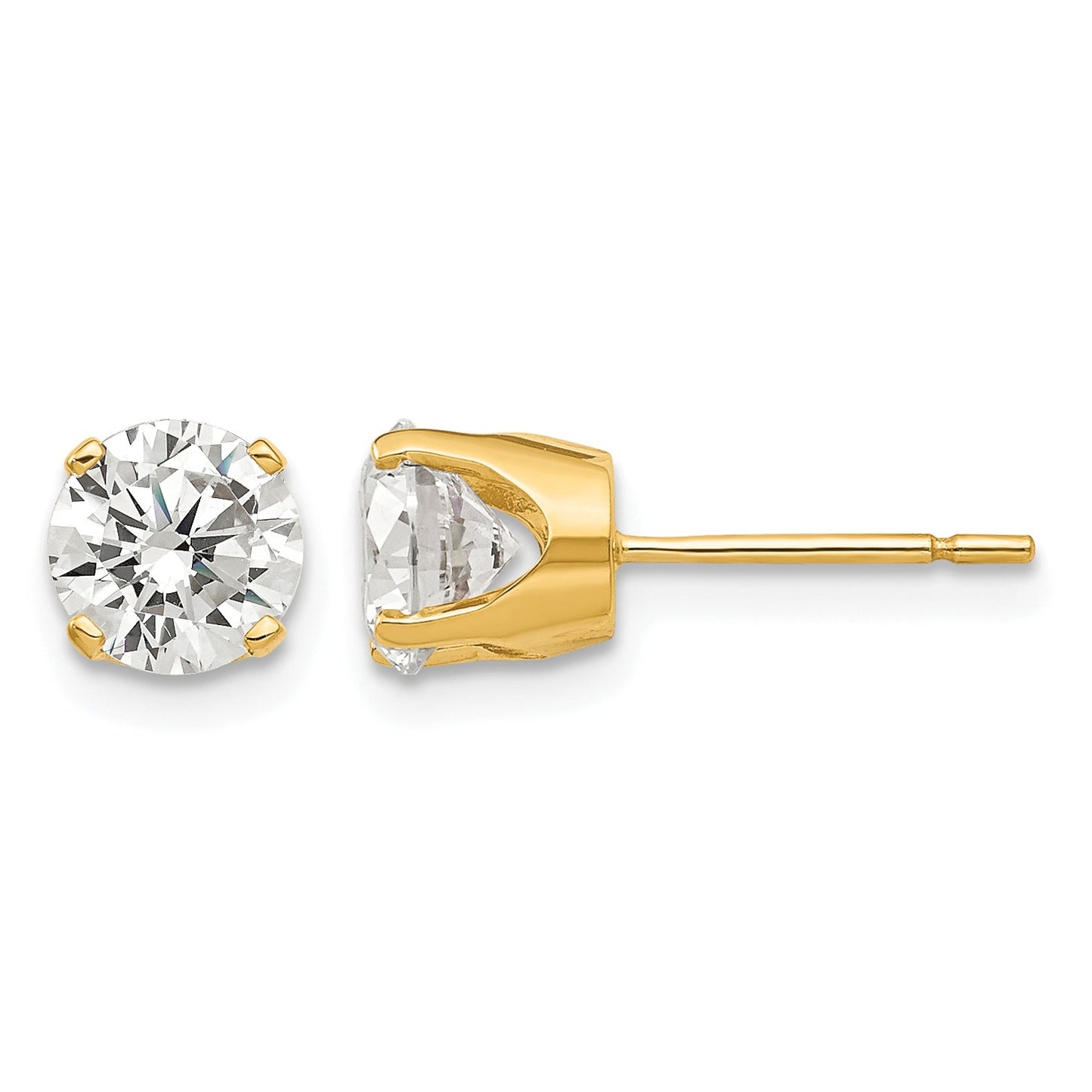 14k 5.75mm Round CZ Stud Earrings