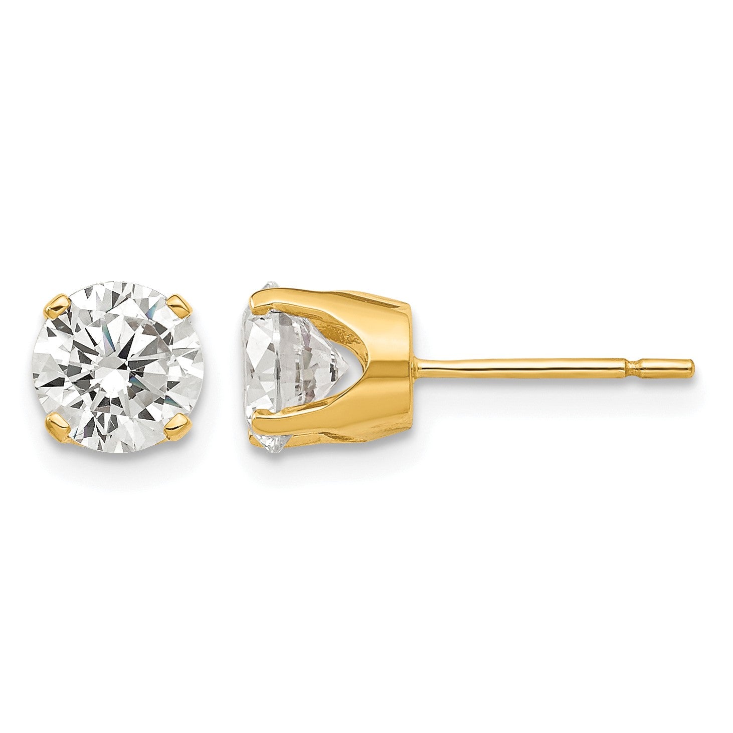 14k 5.75mm Round CZ Stud Earrings