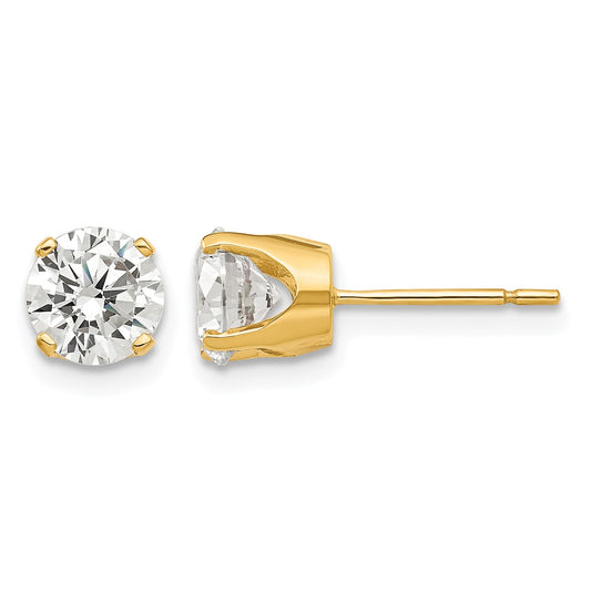 14k 5.75mm Round CZ Stud Earrings