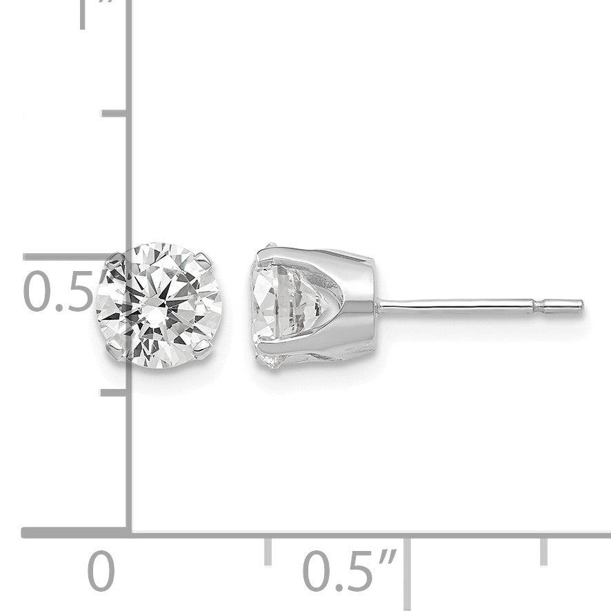 14k White Gold 5.75mm Round CZ Stud Earrings