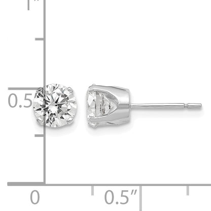 14k White Gold 5.75mm Round CZ Stud Earrings