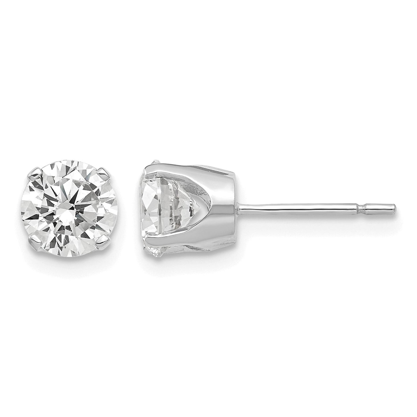 14k White Gold 5.75mm Round CZ Stud Earrings