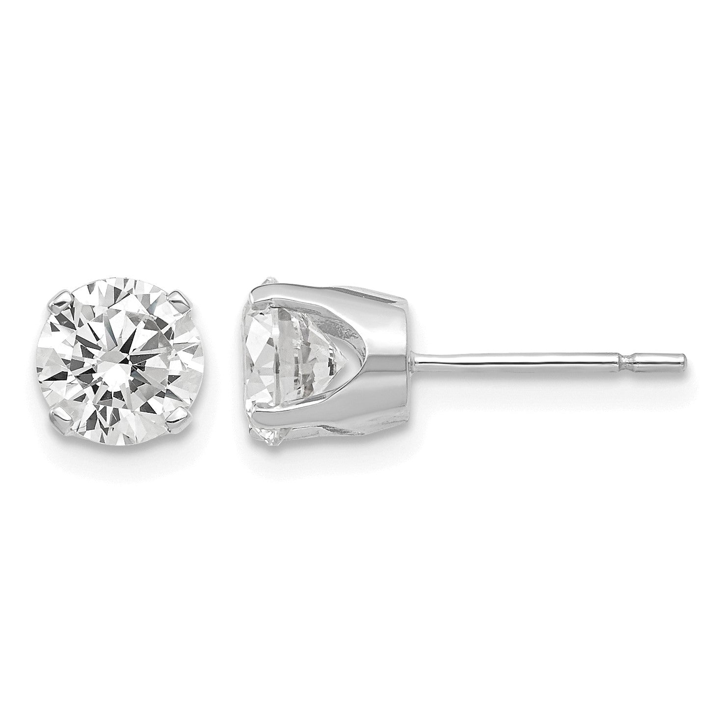 14k White Gold 5.75mm Round CZ Stud Earrings