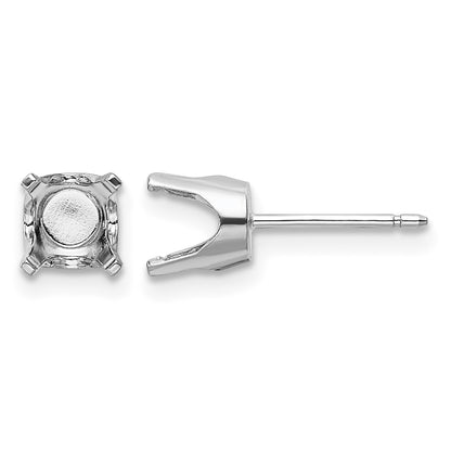 14k White Gold 5.75mm Round Stud Earring Mounting w/backs