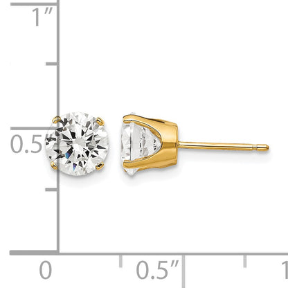 14k 6.5mm Round CZ Stud Earrings