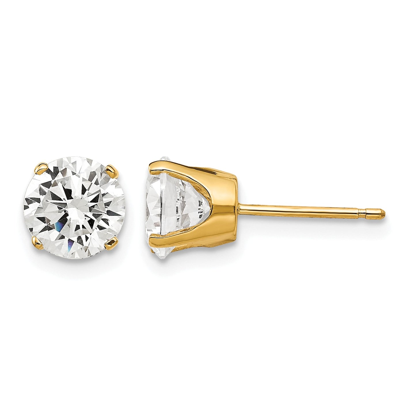 14k 6.5mm Round CZ Stud Earrings