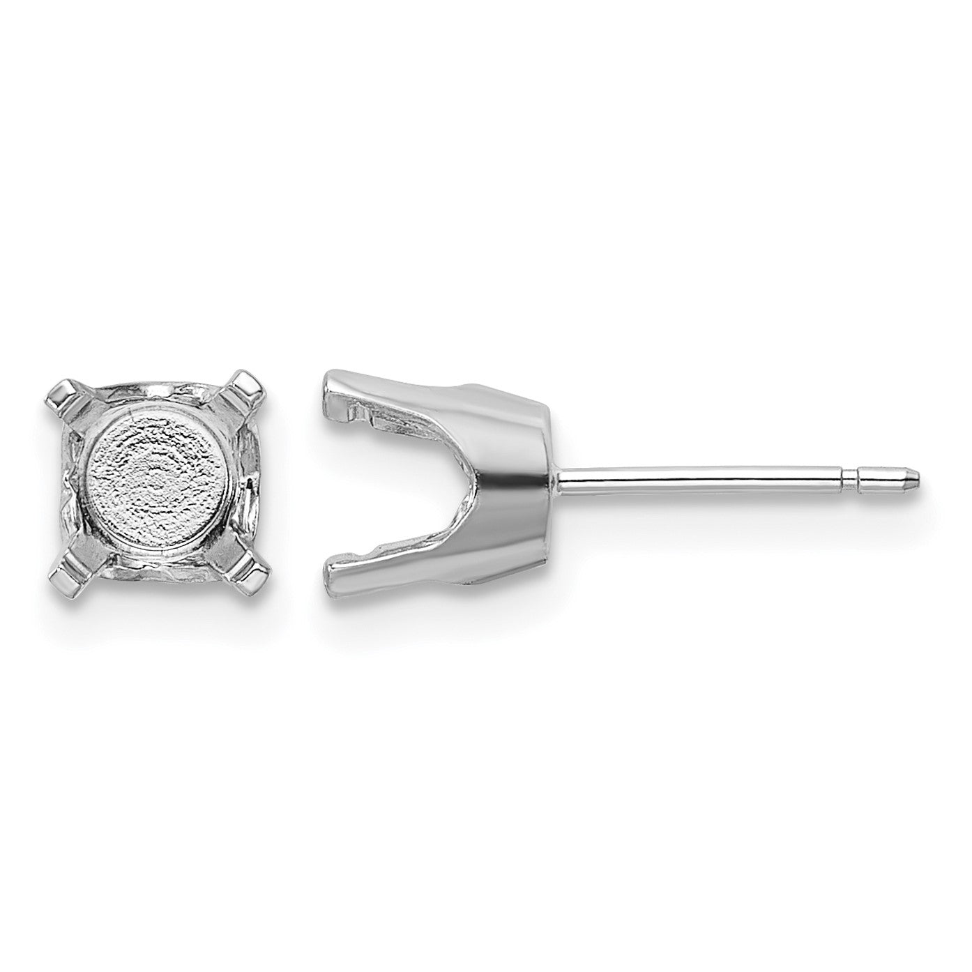 14k White Gold 6.5mm Round Stud Earring Mounting w/backs