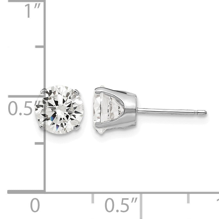 14k White Gold 6.5mm Round CZ Stud Earrings