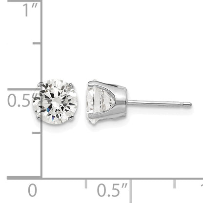 14k White Gold 6.5mm Round CZ Stud Earrings