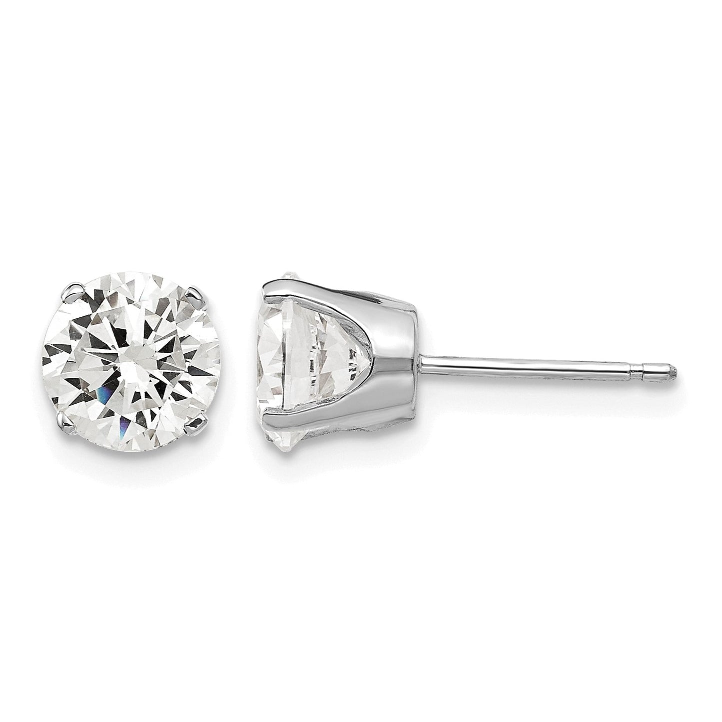 14k White Gold 6.5mm Round CZ Stud Earrings
