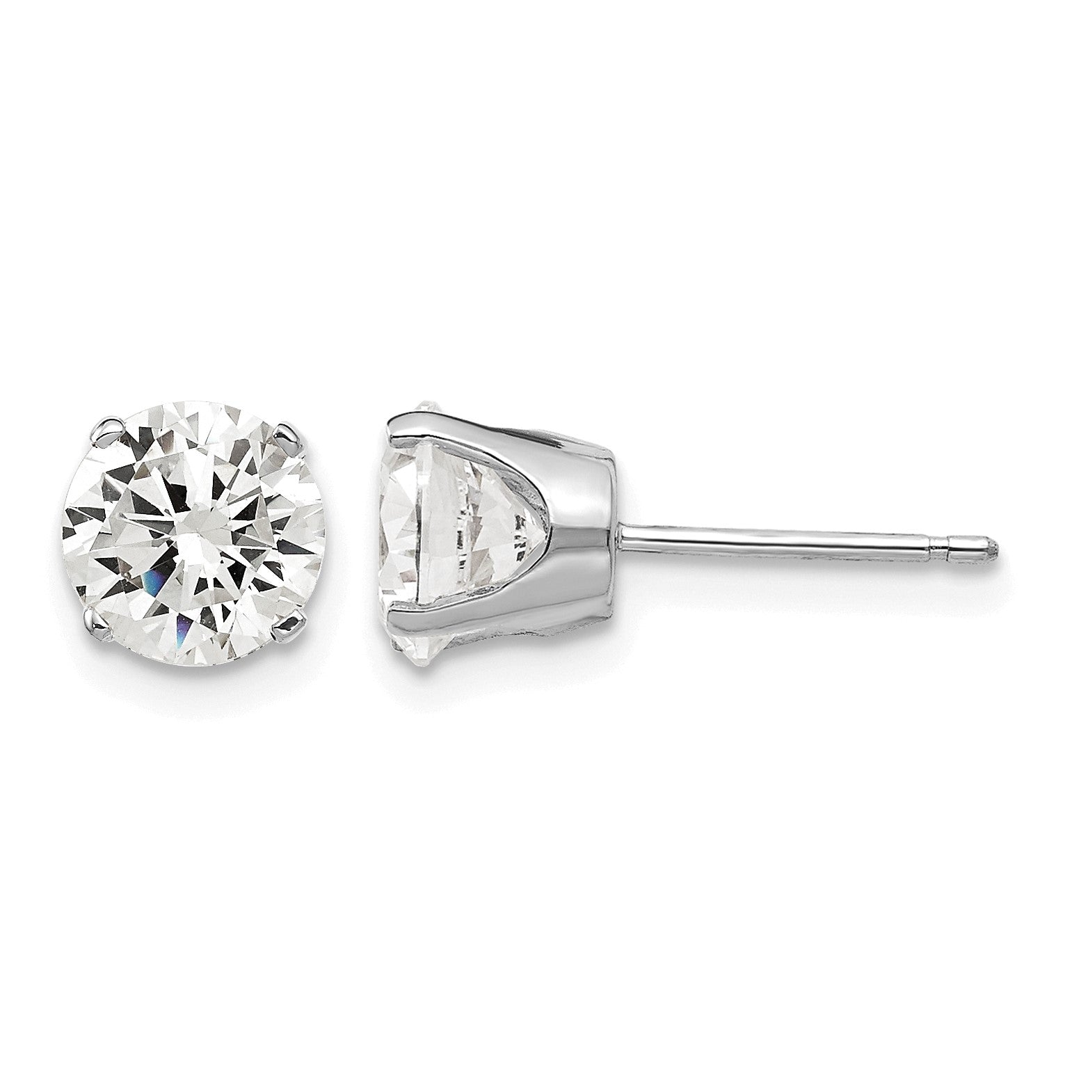 14k White Gold 6.5mm Round CZ Stud Earrings