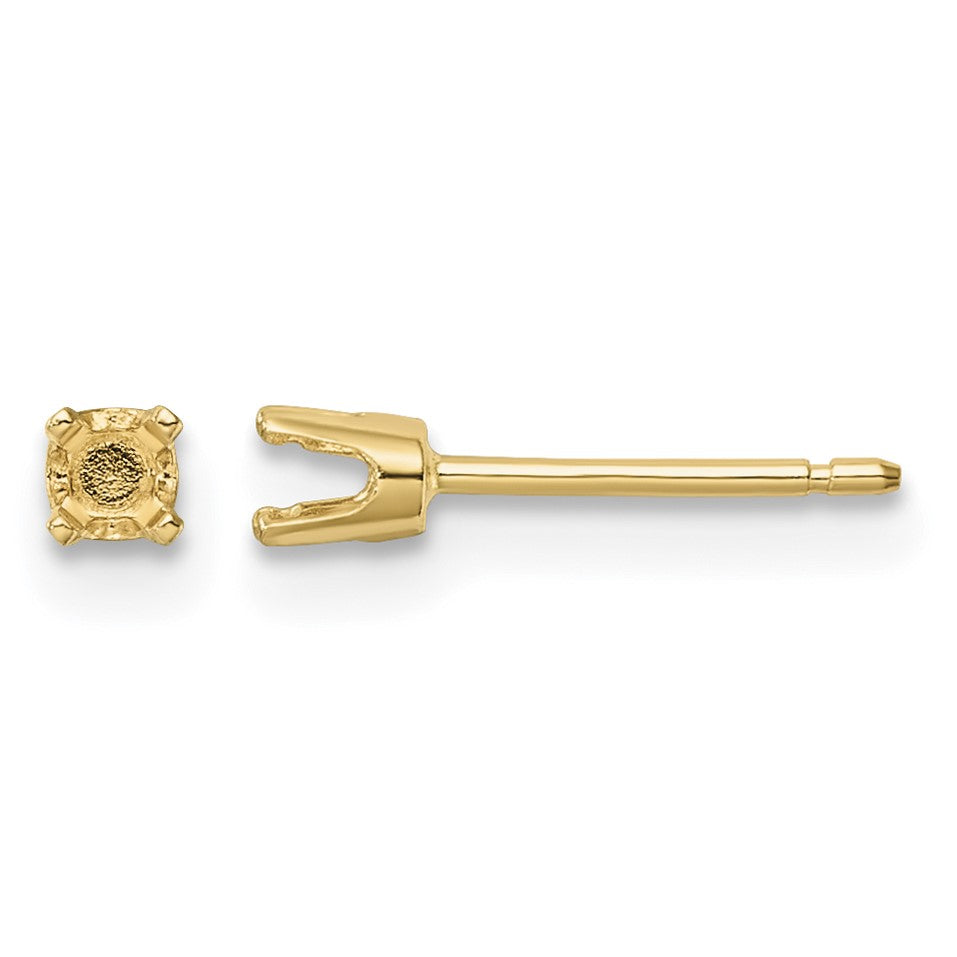 14k 6.5mm Round Stud Earring Mounting w/backs