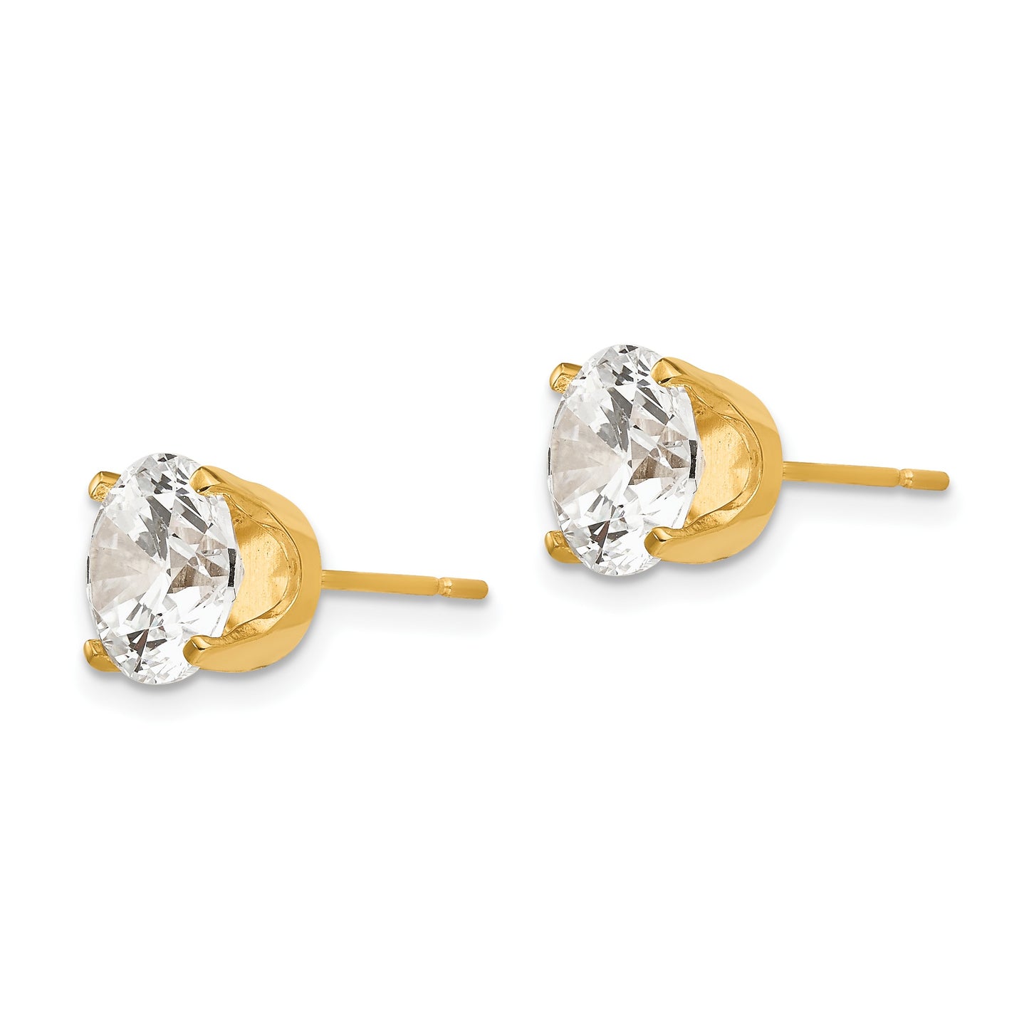 14k 8mm Round CZ Stud Earrings