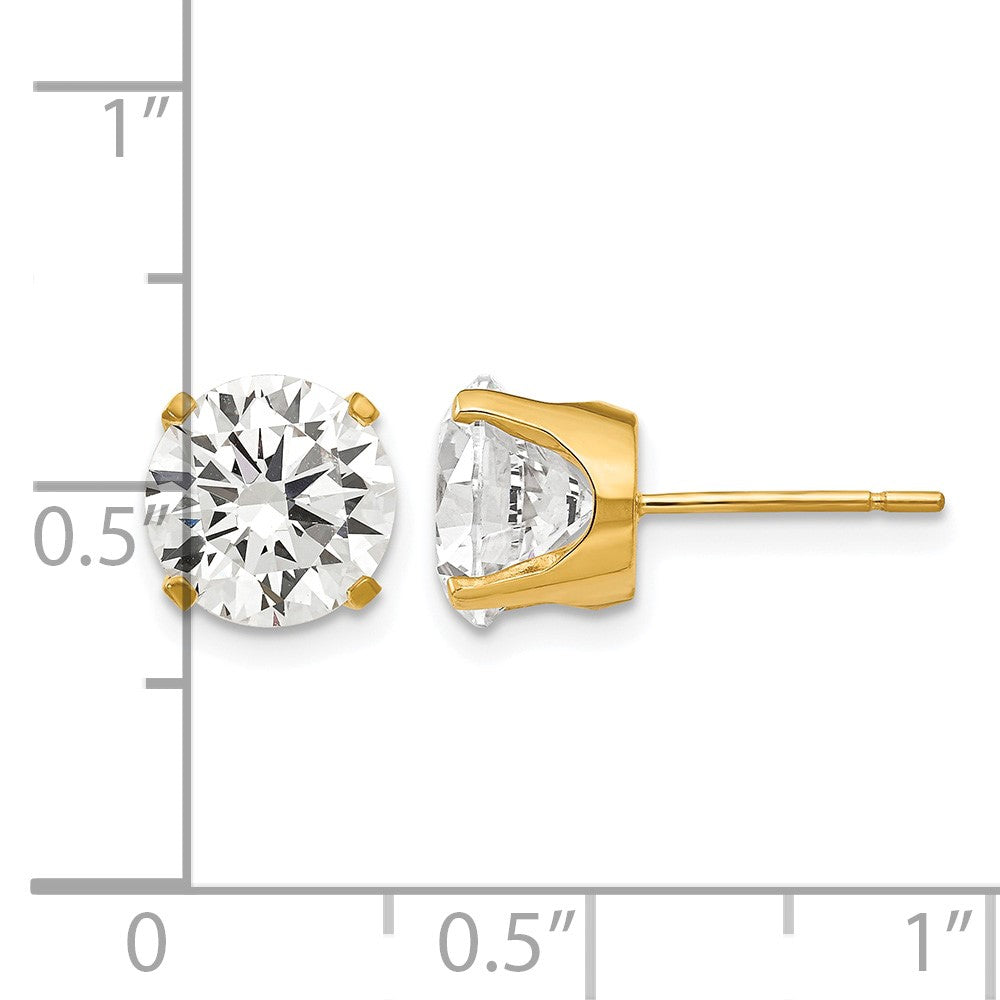 14k 8mm Round CZ Stud Earrings