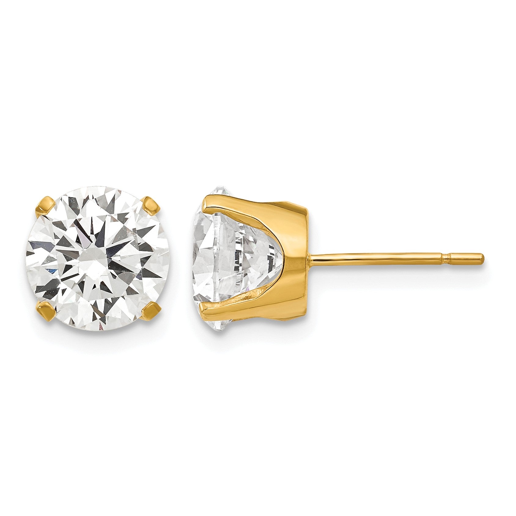 14k 8mm Round CZ Stud Earrings