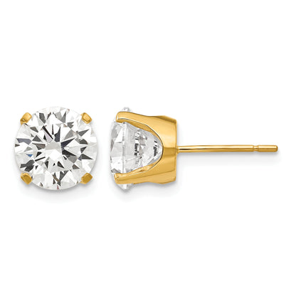 14k 8mm Round CZ Stud Earrings