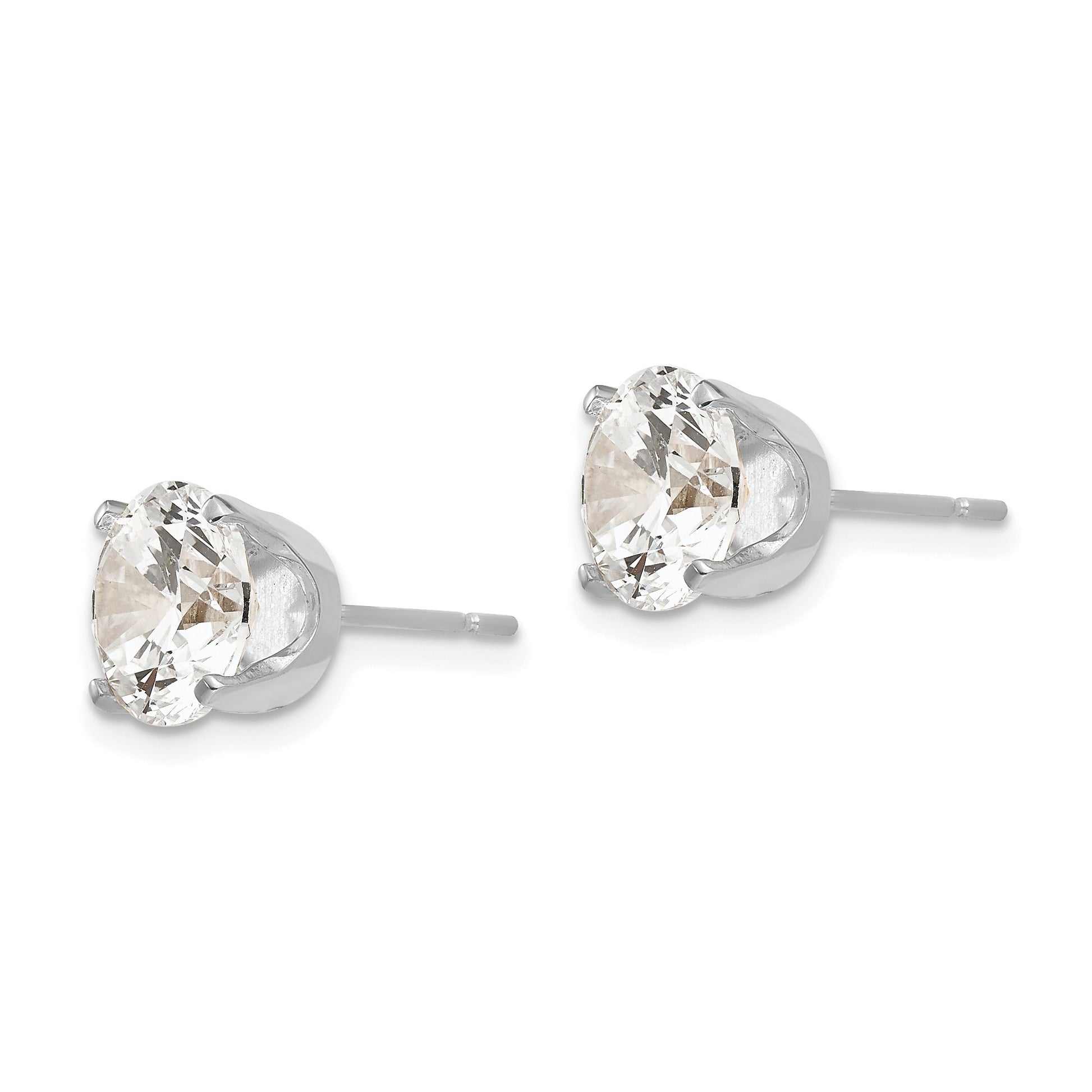 14k White Gold 8mm Round CZ Stud Earrings