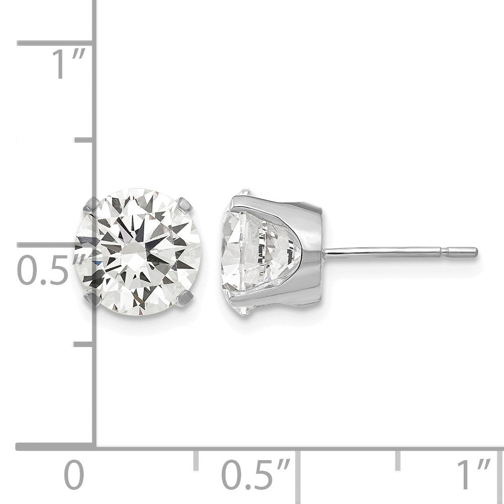 14k White Gold 8mm Round CZ Stud Earrings