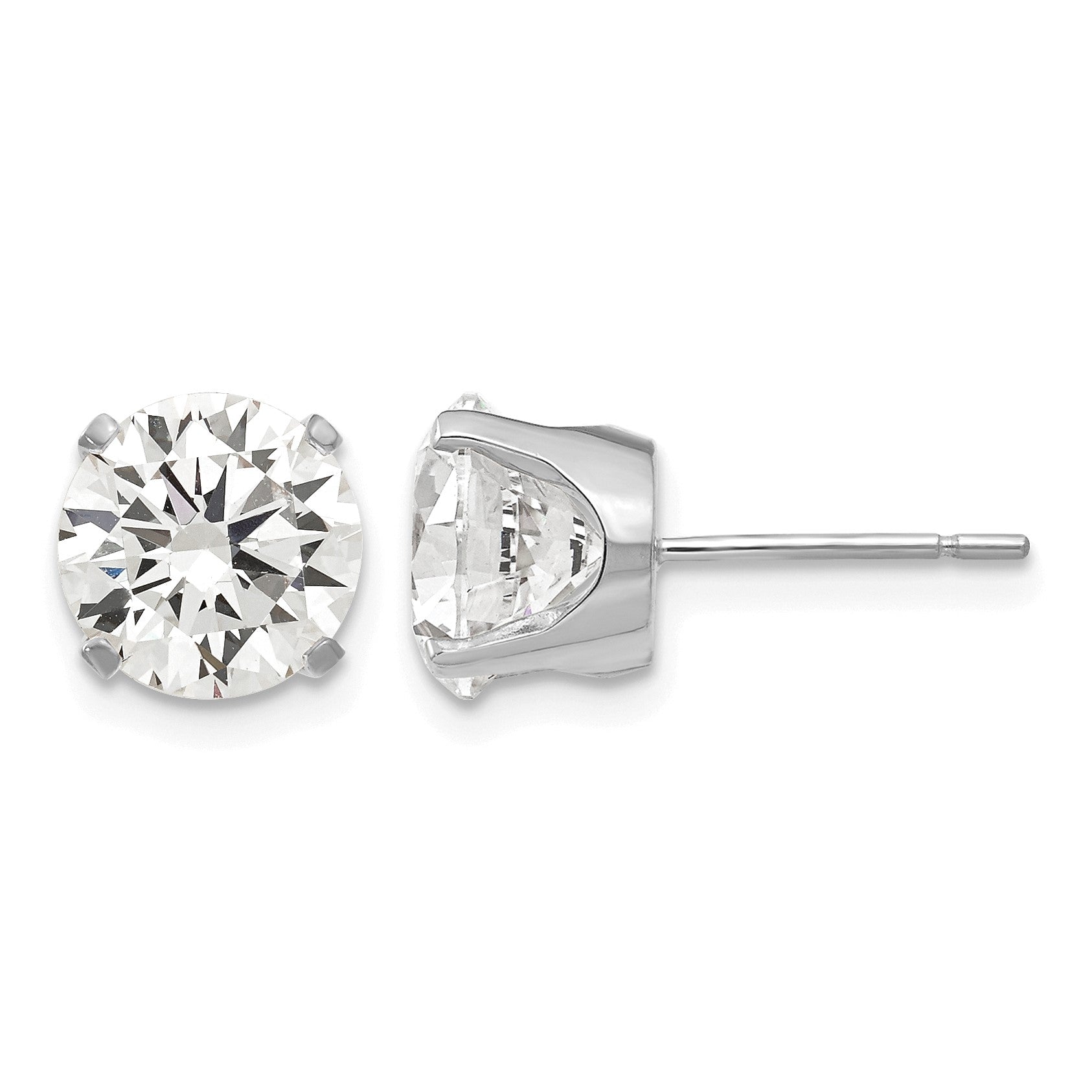 14k White Gold 8mm Round CZ Stud Earrings
