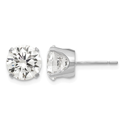 14k White Gold 8mm Round CZ Stud Earrings