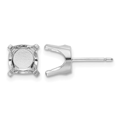 14k White Gold 8mm Round Stud Earring Mounting w/backs