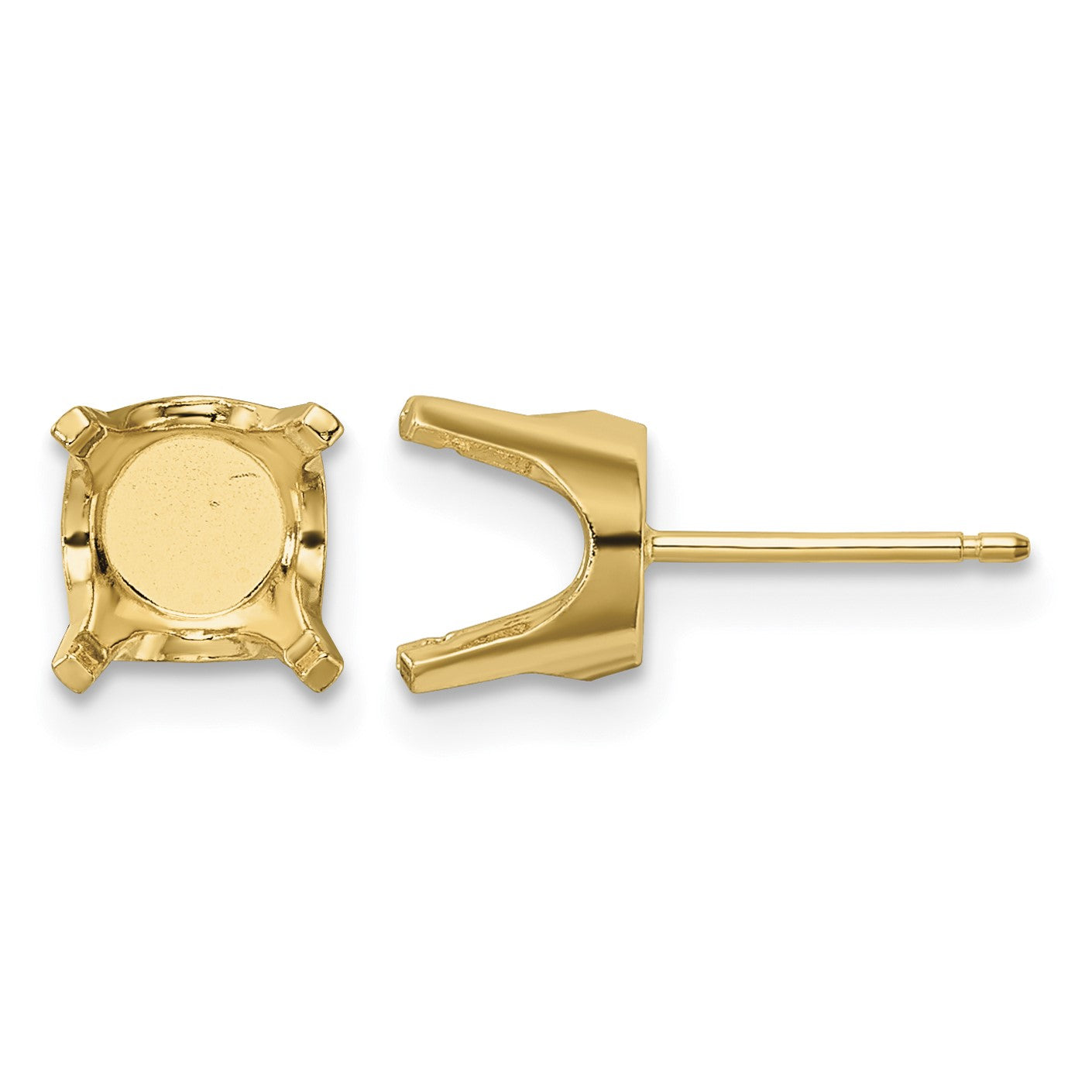 14k 8mm Round Stud Earring Mounting w/backs