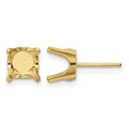 14k 8mm Round Stud Earring Mounting w/backs