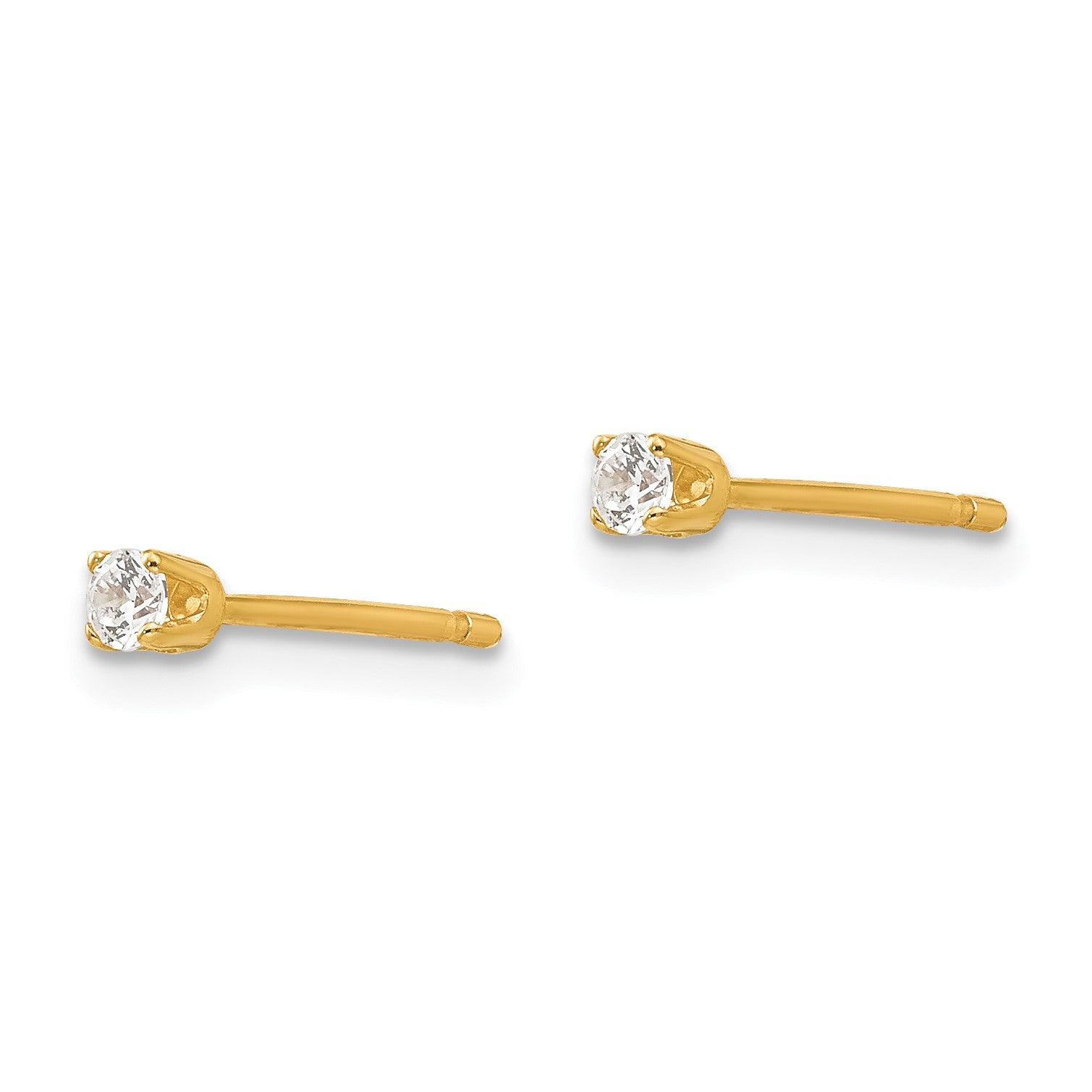 14k 2.25mm Round CZ Stud Earrings