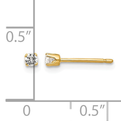 14k 2.25mm Round CZ Stud Earrings
