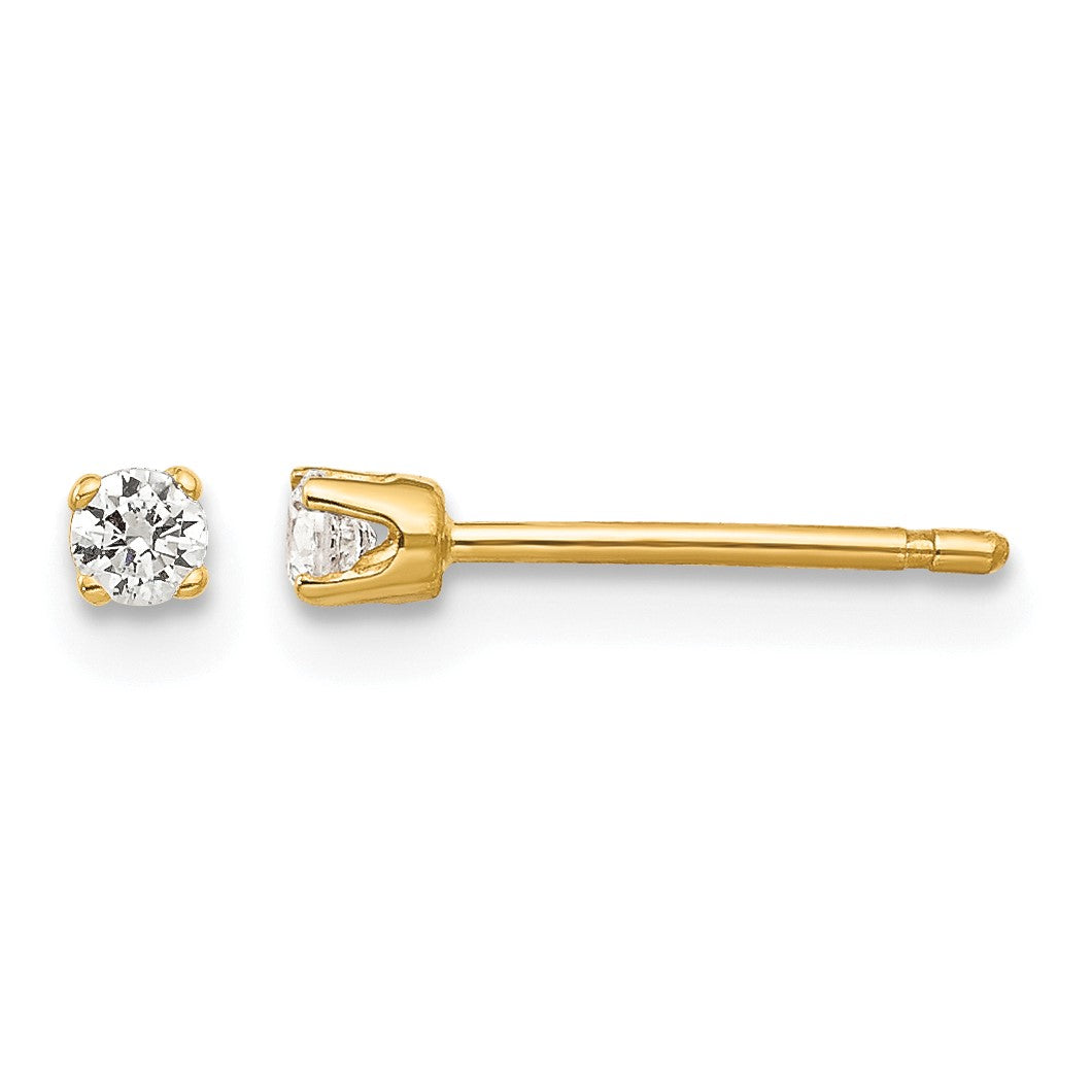 14k 2.25mm Round CZ Stud Earrings