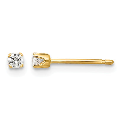 14k 2.25mm Round CZ Stud Earrings