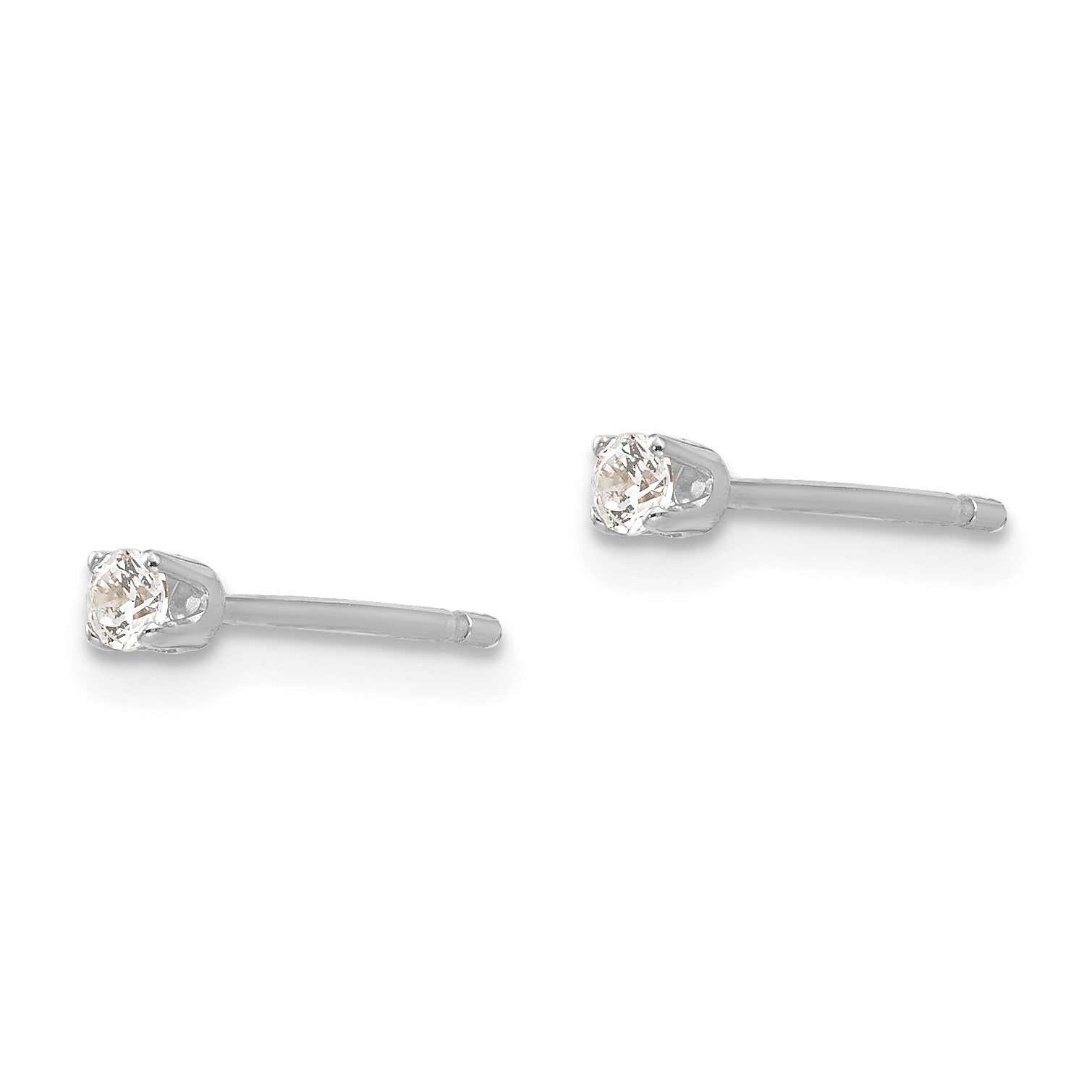 14k White Gold 2.25mm Round CZ Stud Earrings
