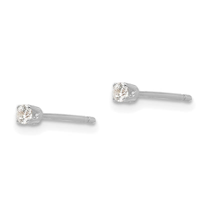 14k White Gold 2.25mm Round CZ Stud Earrings