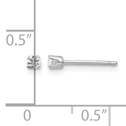 14k White Gold 2.25mm Round CZ Stud Earrings