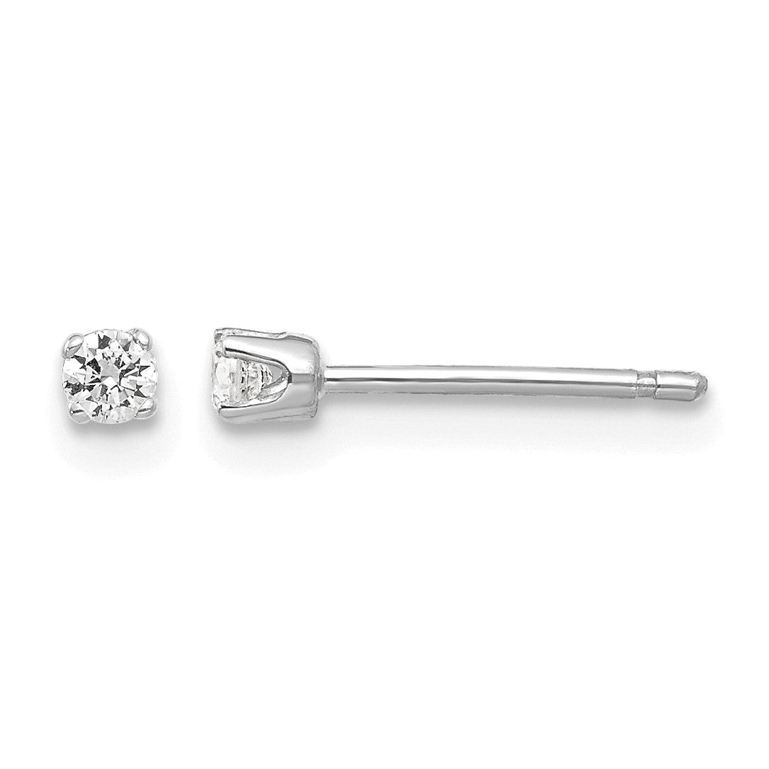 14k White Gold 2.25mm Round CZ Stud Earrings